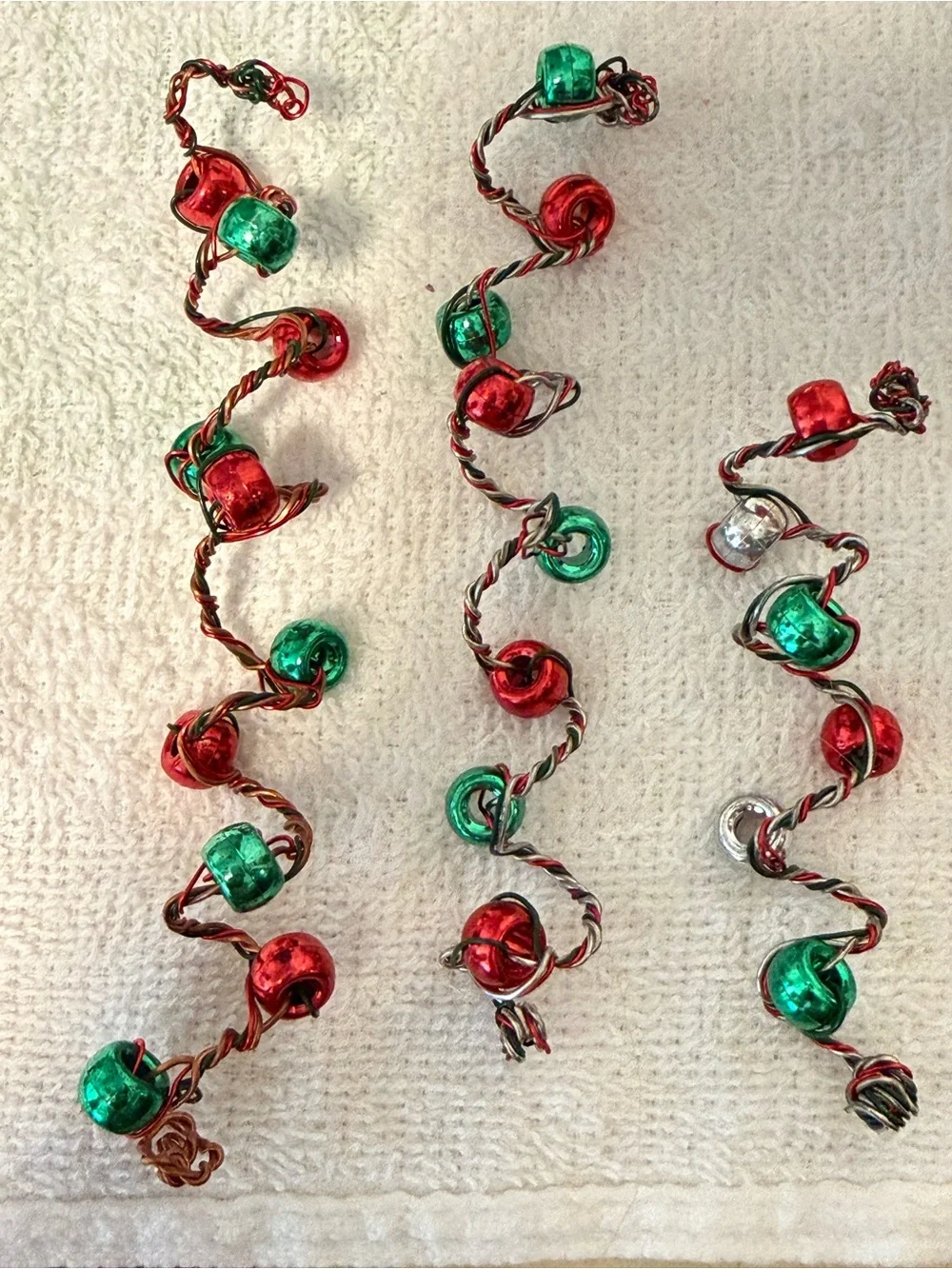 Festive Red & Green Jingle Bell Hair Wraps